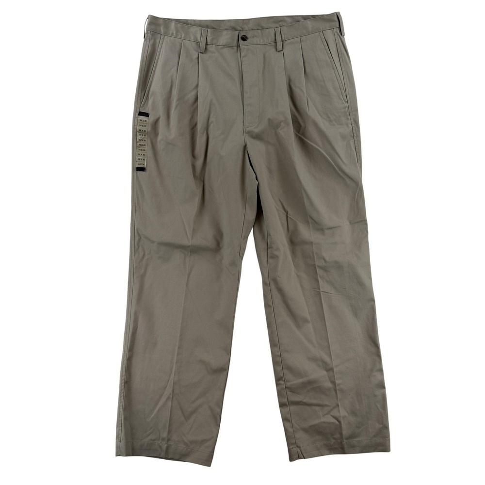 Haggar Generations Pants Mens 38x30 Beige Pleated Chino Casual Office Wear VTG